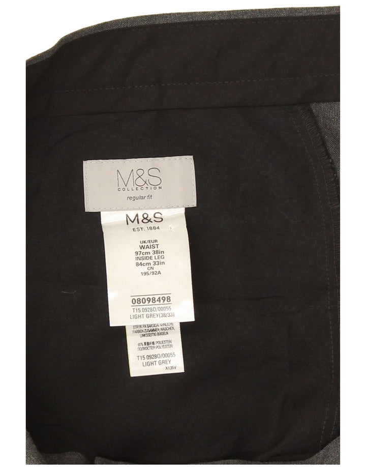 Marks & Spencer Herren-Anzughose in normaler Passform, W38 L28, grau, Polyester