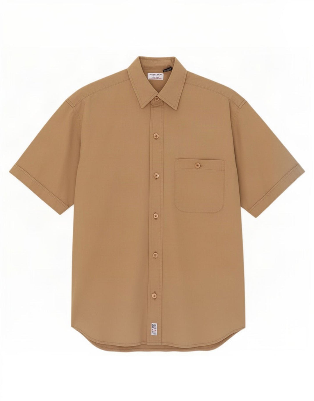 Guess Herren Kurzarmhemd Small Beige Baumwolle