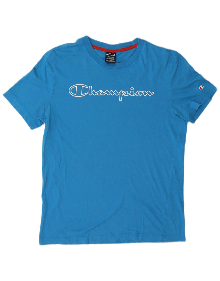 Champion Herren-T-Shirt mit Grafik, mittelblaue Baumwolle