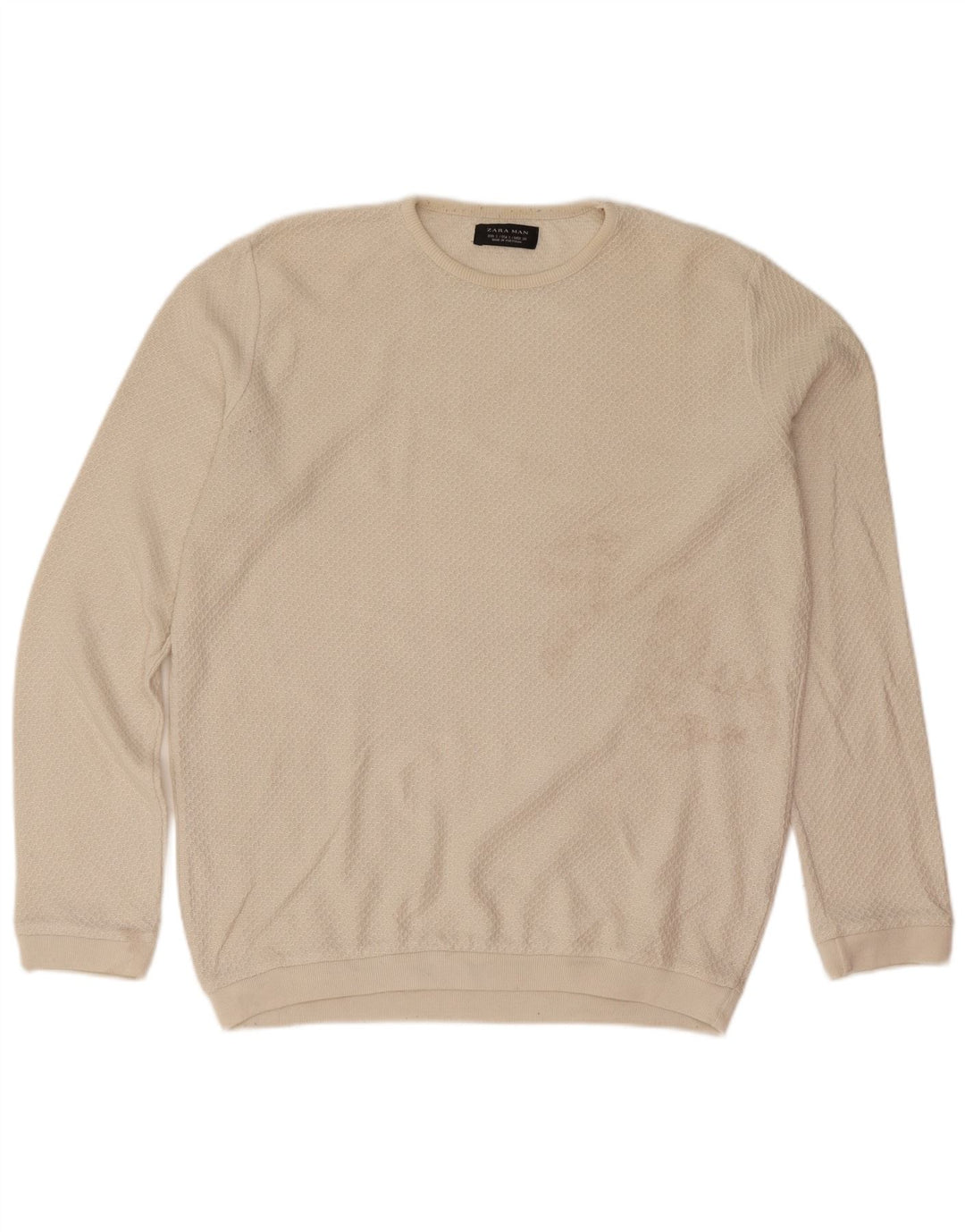 Zara Herren-Pullover mit Rundhalsausschnitt, Größe S, Beige
