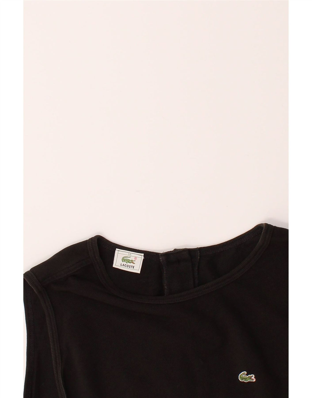 LACOSTE Womens Crop Vest Top Size 44 Large Black Cotton Vintage Lacoste and Second-Hand Lacoste from Messina Hembry 