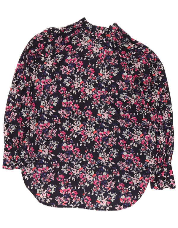 French Connection Asymmetrisches Damen-Blusenoberteil, Größe S, Marineblau, Blumenmuster