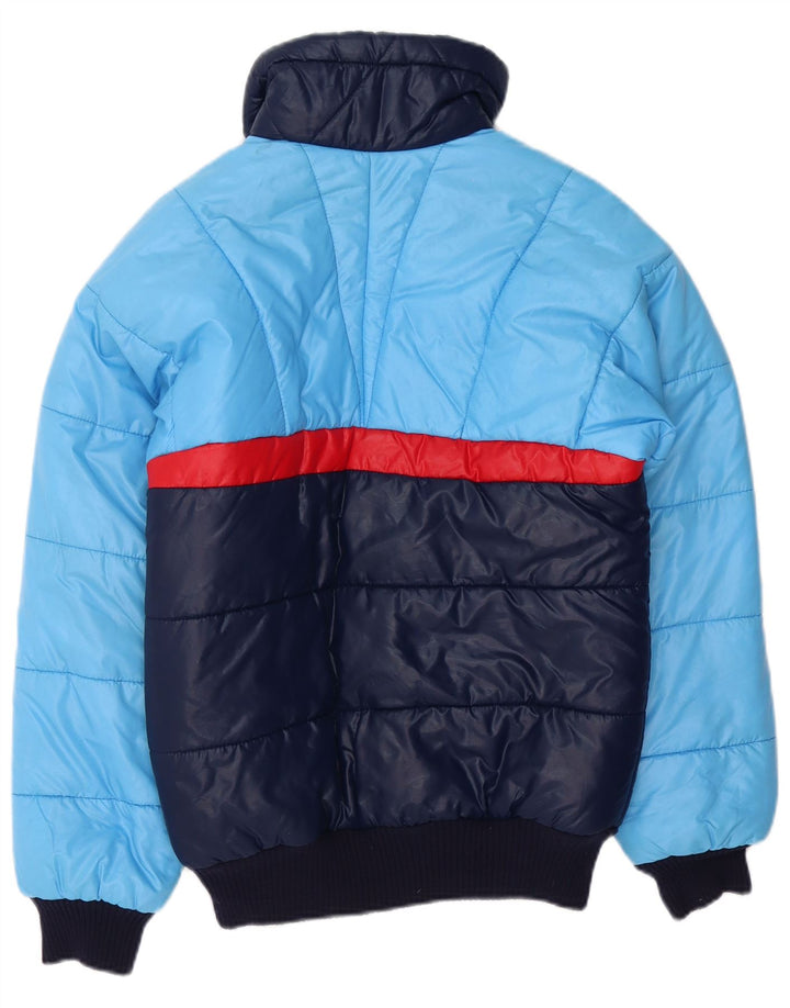 VINTAGE Wattierte Herrenjacke IT 46 Kleines blaues Colourblock-Polyamid