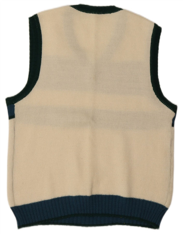 Vintage Damen Weste Tank Top IT 48 XL Weiß Farbblock
