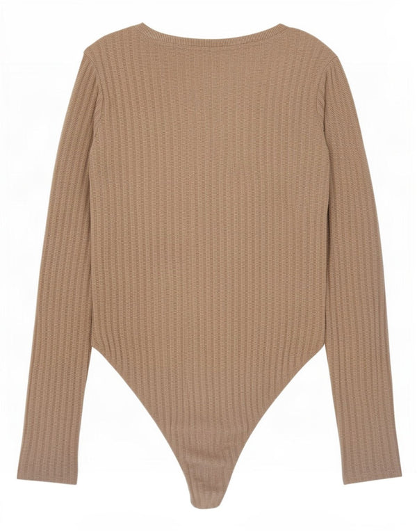Zara Damen Langarm-Body UK 10 Small Grau Polyester