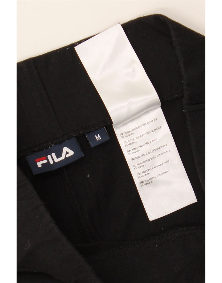 FILA Womens Graphic Leggings UK 12 Medium  Black Colourblock Cotton Vintage Fila and Second-Hand Fila from Messina Hembry 