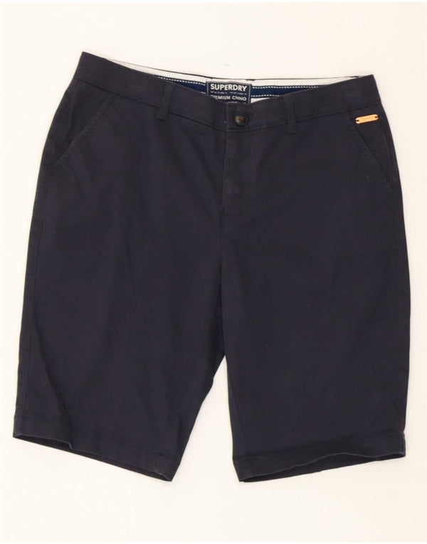 SUPERDRY Damen Chino-Shorts UK 10 Small W30 Marineblaue Baumwolle