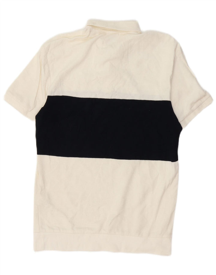Zara Herren-Poloshirt, klein, weiße Colourblock-Baumwolle