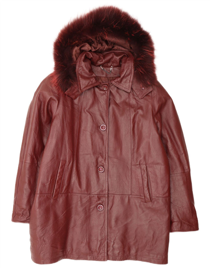 Privilegi Damen-Übergroßer Mantel mit Kapuze IT 42 Medium Burgund