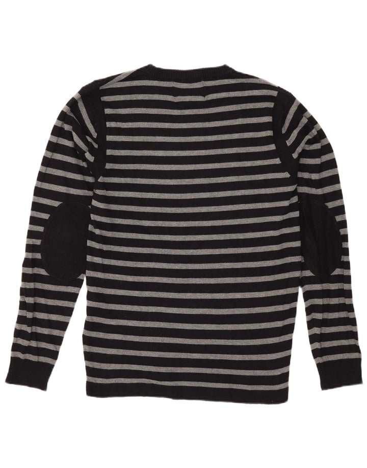 JACK & JONES Herren-Pullover mit Rundhalsausschnitt, groß, schwarz gestreift