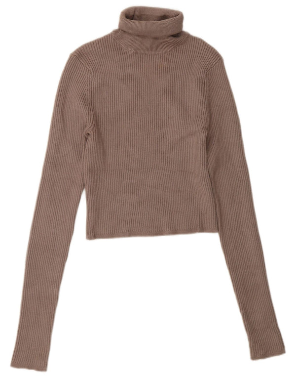 Zara Damen Crop Rollkragenpullover Pullover UK 10 Small Graue Viskose