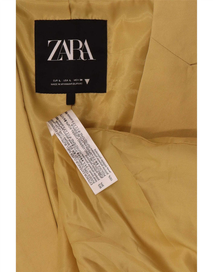 Zara Damen 2-Knopf-Blazerjacke UK 16 Large Gelb Lyocell