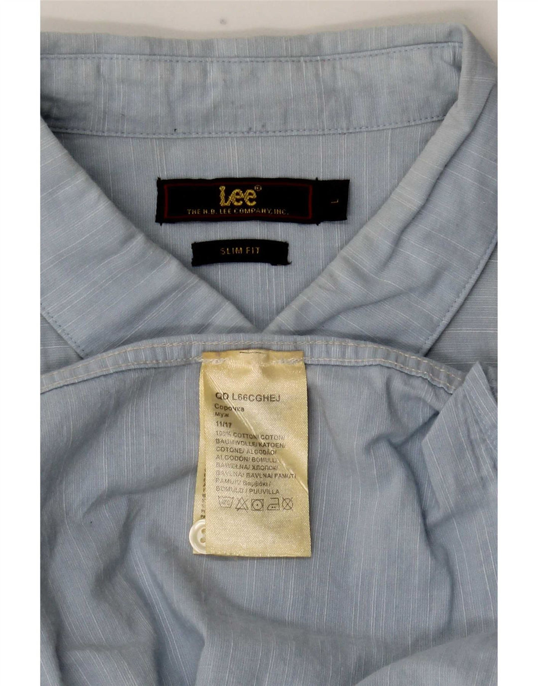 Lee Herren-Kurzarm-Slim-Fit-Hemd, groß, aus blauer Baumwolle