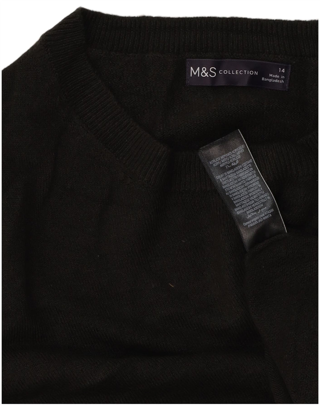 Marks & Spencer Damen-Pullover mit Rundhalsausschnitt, Gr. 14, Mittelschwarz, Acryl