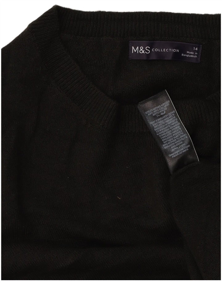 Marks & Spencer Damen-Pullover mit Rundhalsausschnitt, Gr. 14, Mittelschwarz, Acryl