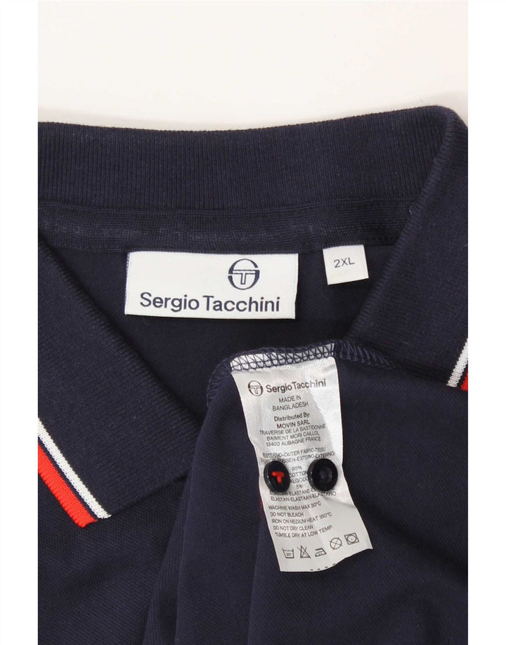 Sergio Tacchini Herren Poloshirt 2XL Marineblau Baumwolle