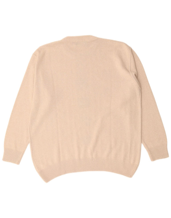 DARDANO Herren-Pullover mit Rundhalsausschnitt, XL, beige, geometrische Baumwolle