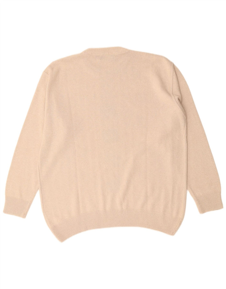 DARDANO Herren-Pullover mit Rundhalsausschnitt, XL, beige, geometrische Baumwolle