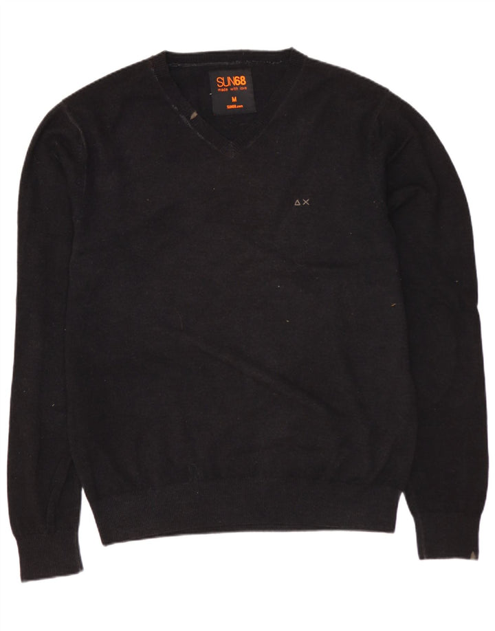 SUN68 Herren-Pullover mit V-Ausschnitt aus mittelgrauer Wolle