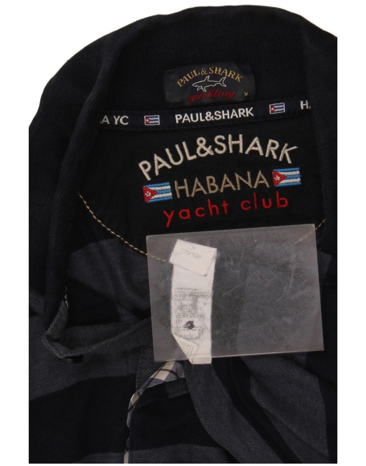 PAUL & SHARK Herren-Yachting-Poloshirt aus mittelblauer, gestreifter Baumwolle