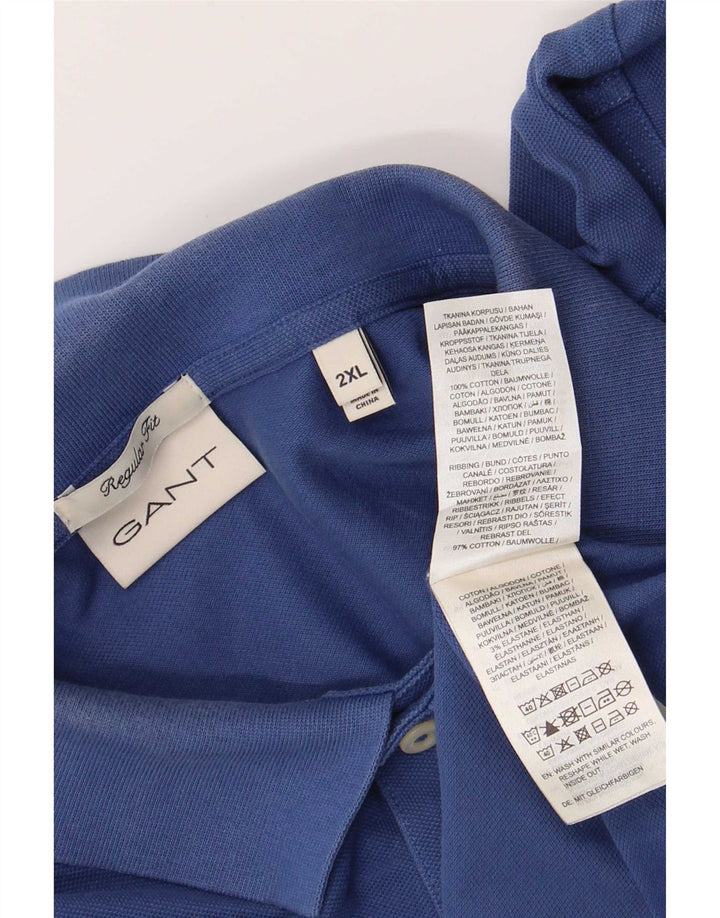 Gant Herren-Poloshirt mit normaler Passform, 2XL, blaue Baumwolle