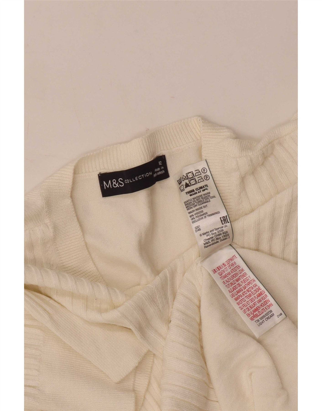 Marks & Spencer Damen T-Shirt Top UK 12 Mittelweiße Viskose
