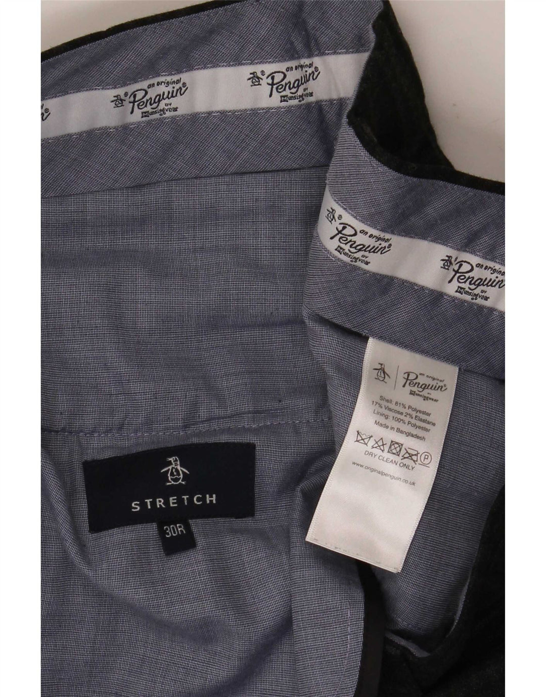 Penguin Slim-Anzughose für Herren, W30, L32, grau kariertes Polyester