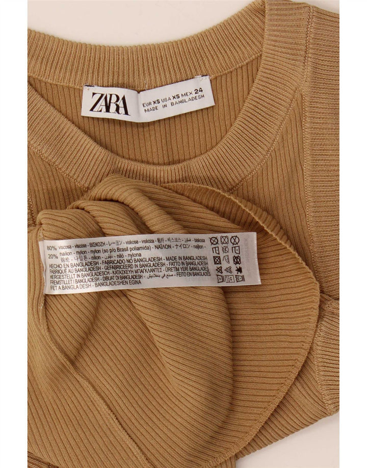 Zara Damen Weste Top UK 4 XS Beige Viskose