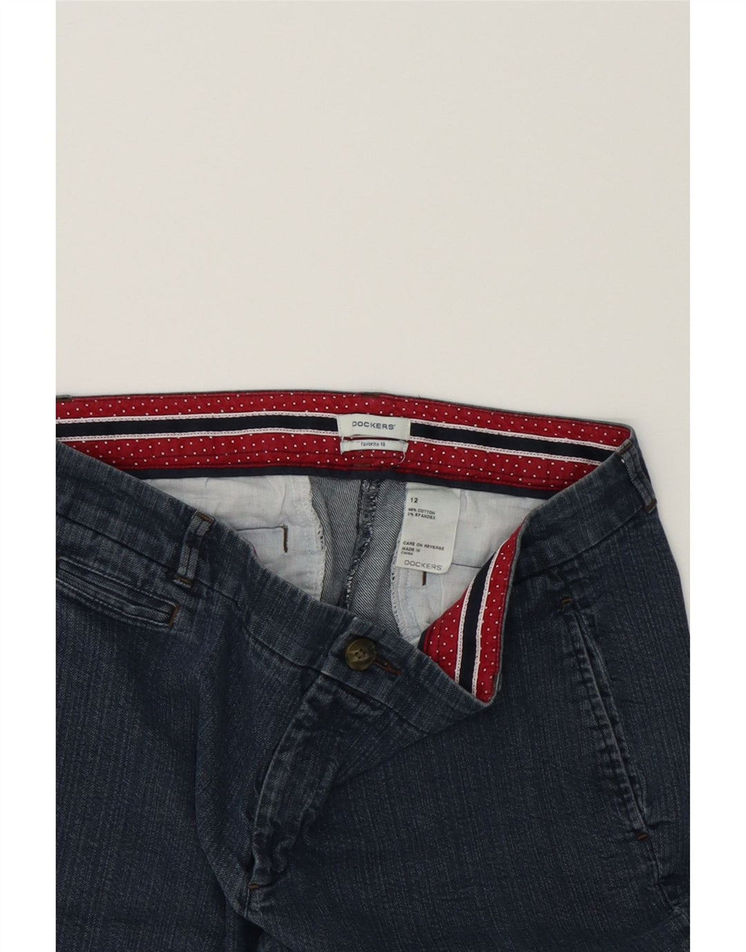 DOCKERS Womens Bermuda Denim Shorts US 12 Large W34  Blue Cotton Vintage Dockers and Second-Hand Dockers from Messina Hembry 
