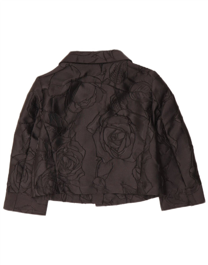 Naracamicie Damen-Bolero-Oberteil mit 3/4-Ärmeln, Größe S, Schwarz, Blumenmuster, Polyester