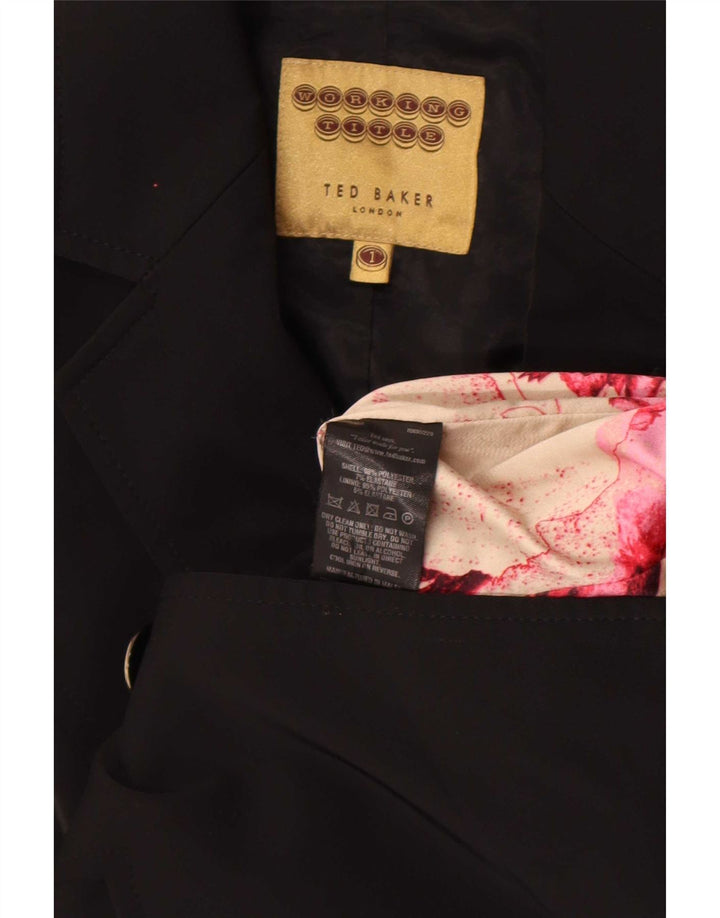 Ted Baker Damen-Blazerjacke mit 2 Knöpfen, Größe 1 XS, schwarzes Polyester