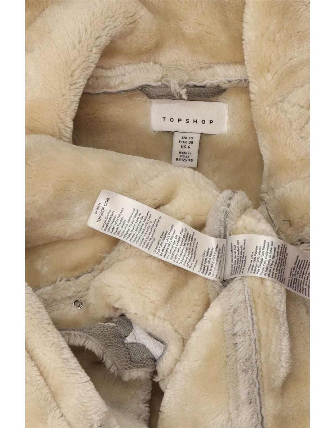 Übergroße Sherpa-Jacke für Damen von Topshop, UK 10, Größe S, Grau, Polyester