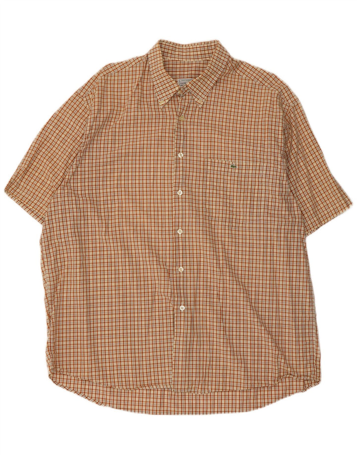 Lacoste Herren Kurzarmhemd 2XL Braun kariert