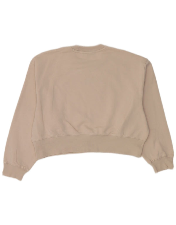 Adidas Damen Übergroßer Sweatshirtpullover UK 8/10 Small Beige Baumwolle