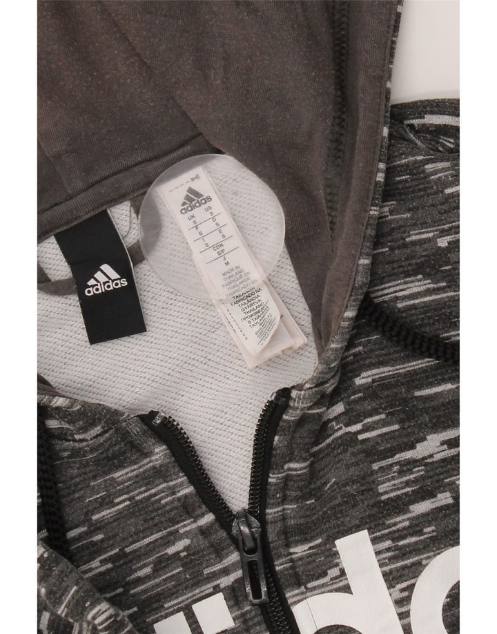 Adidas Herren-Kapuzenpullover mit grafischem Reißverschluss, klein, grau geflecktes Polyester