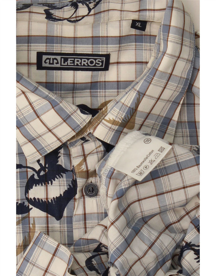 LERROS Herren-Kurzarmhemd XL, blau kariert, Baumwolle