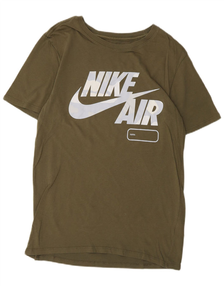 NIKE Mens Athletic Cut Graphic T-Shirt Top Small Khaki Cotton