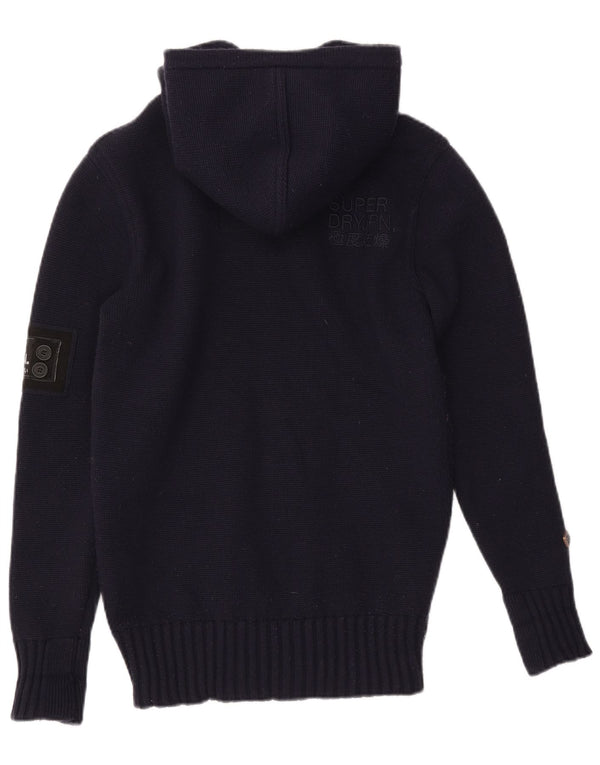 Superdry Herren-Pullover mit grafischer Kapuze und Knopfkragen, Größe S, Marineblau