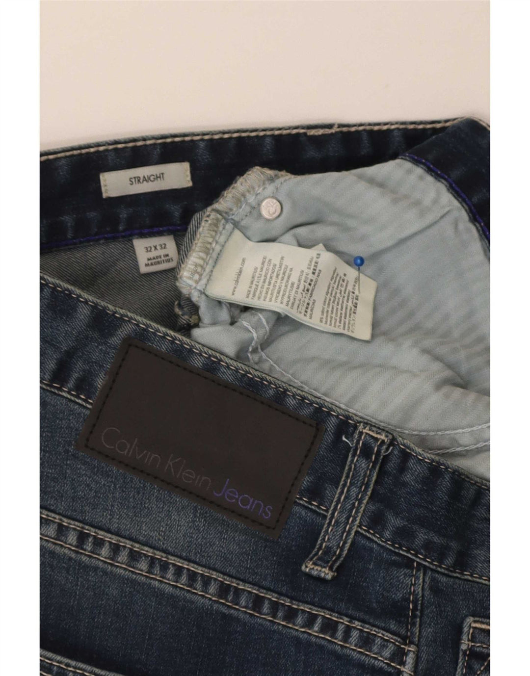Calvin Klein Herren Straight Jeans W32 L28 Blaue Baumwolle