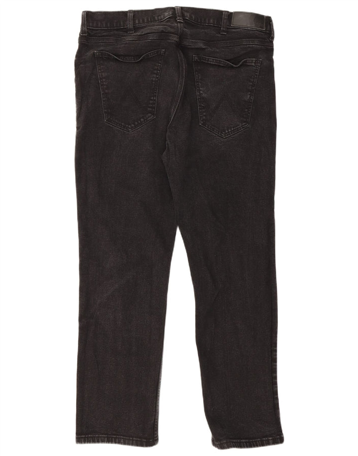 Wrangler Herren Regular Straight Jeans W38 L30 Schwarze Baumwolle