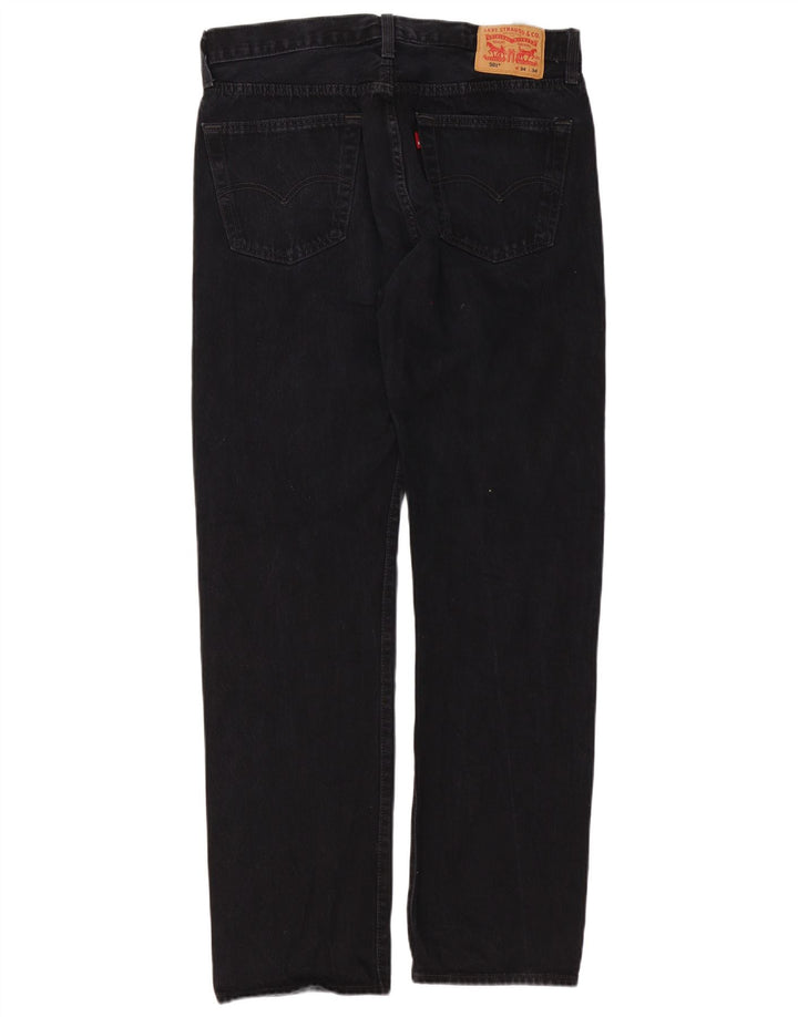 Levi's Herren 501 Straight Jeans W34 L34 Schwarze Baumwolle