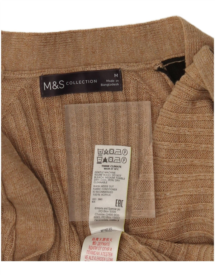 Marks & Spencer Offener Damen-Cardigan-Pullover UK 12 Mittelbeige Farbblock