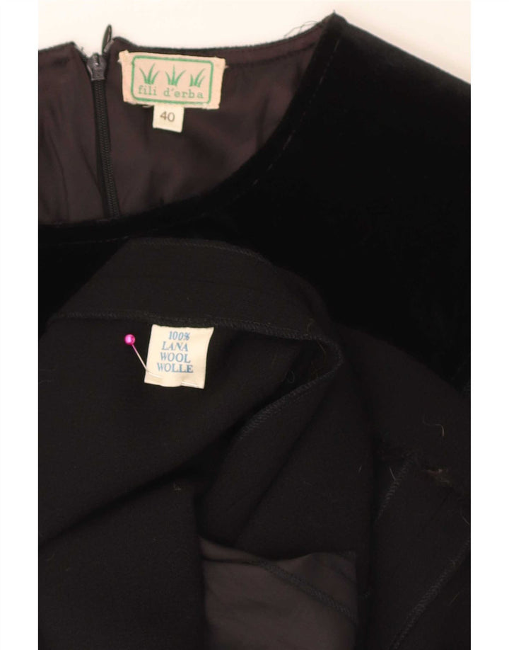 Vintage Damen Samt-Etuikleid IT 40 Kleine schwarze Wolle