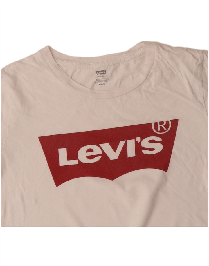 LEVI'S Damen Grafik-T-Shirt-Oberteil UK 14 Mittelweiße Baumwolle