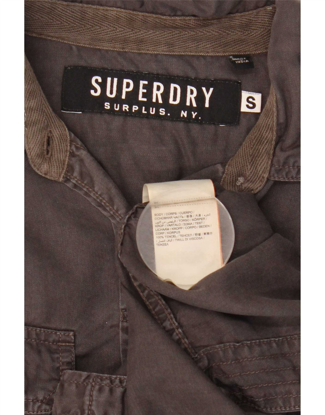 Superdry Damen-Militärhemd UK 10 Small Graue Viskose