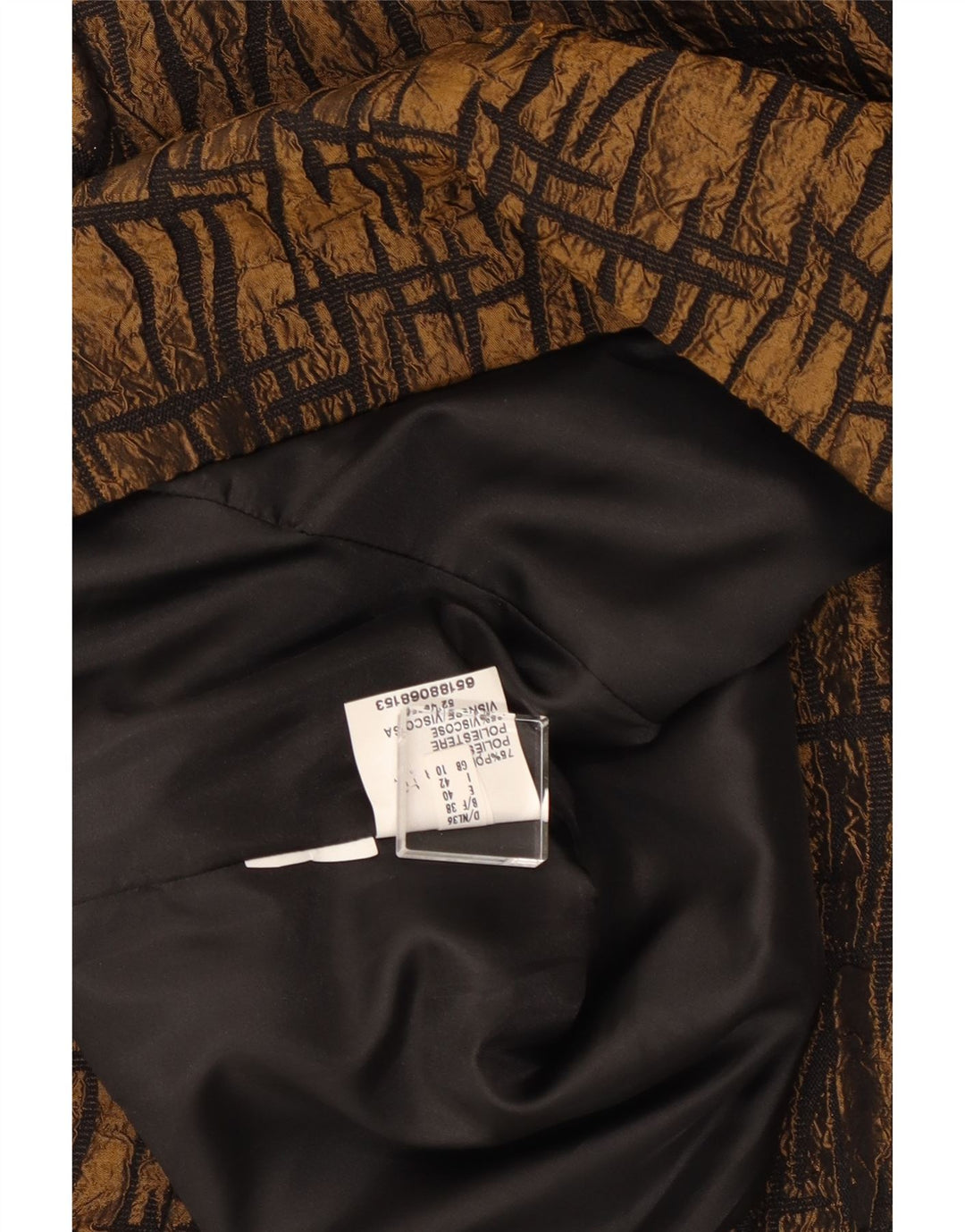 VINTAGE Damen Blazerjacke mit 3/4-Ärmeln, Gr. 10, klein, braun, geometrisch