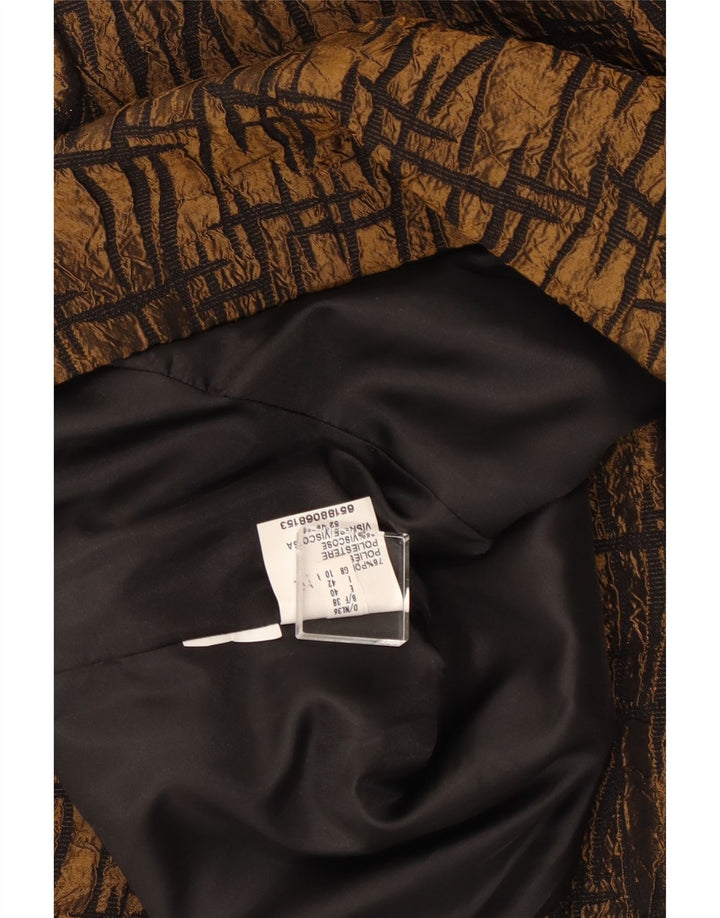 VINTAGE Damen Blazerjacke mit 3/4-Ärmeln, Gr. 10, klein, braun, geometrisch