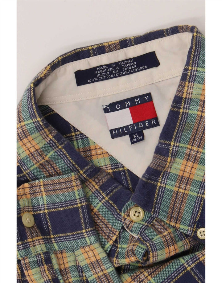 Tommy Hilfiger Herrenhemd XL, blau kariert, Baumwolle