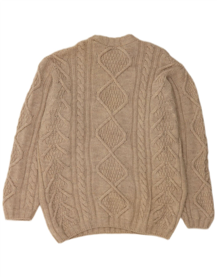 Marks & Spencer Herren-Pullover mit Rundhalsausschnitt, Mittelbeige, Schurwolle