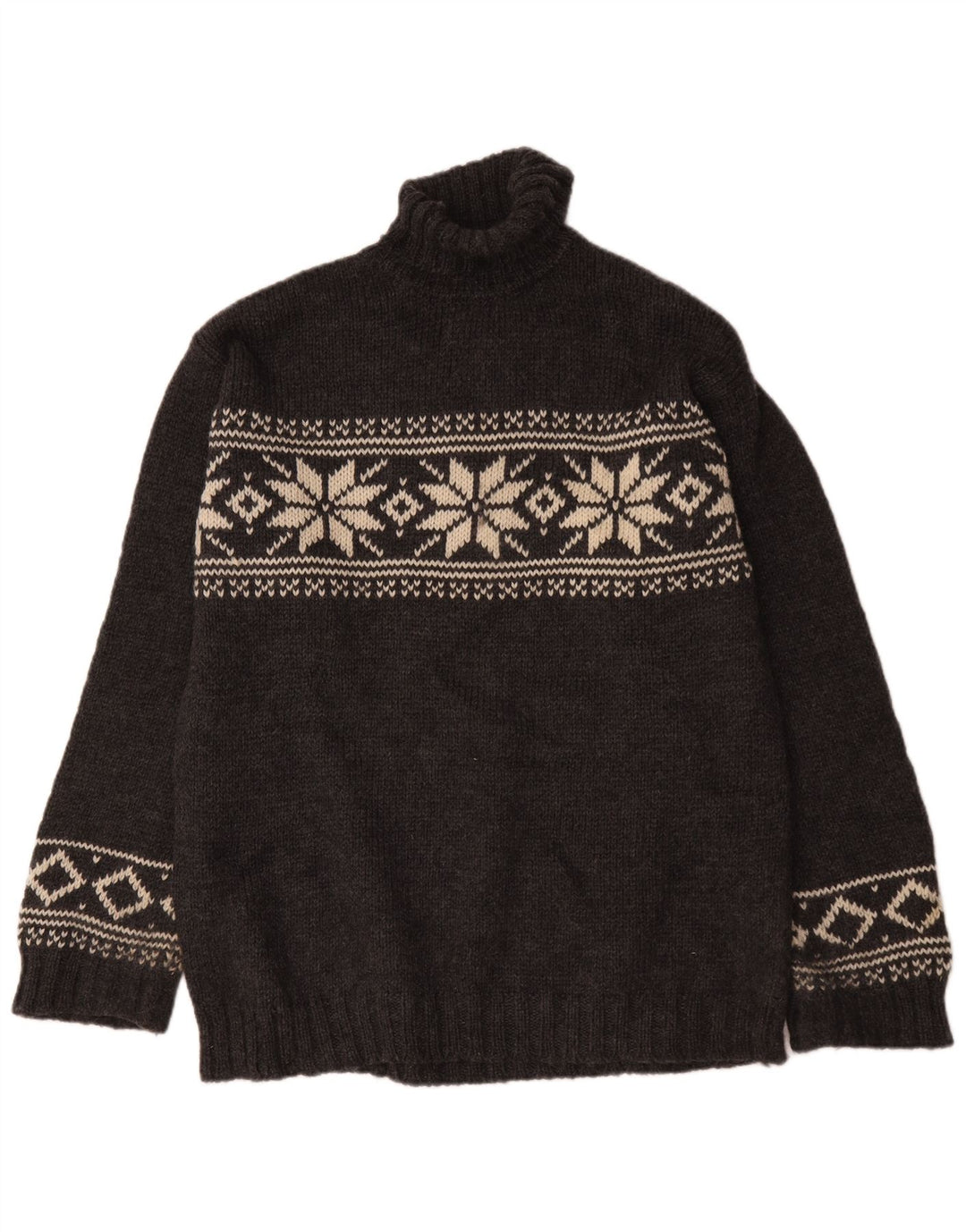 L.O.G.G Herren-Rollkragenpullover aus mittelgrauer Fair-Isle-Wolle